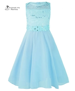 Světle modré elegantní krátké dívčí šaty "Dituška" - vel. 2