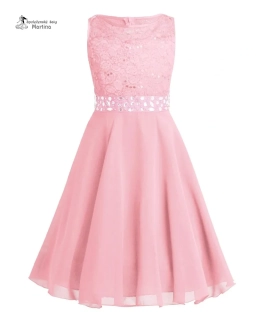 Růžové elegantní krátké dívčí šaty "Dituška" - vel. 16