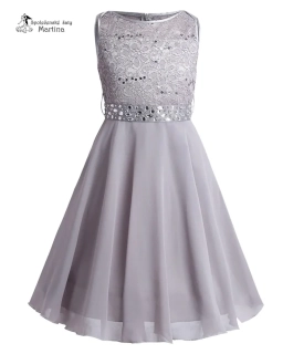 Šedé elegantní krátké dívčí šaty "Dituška" - vel. 2