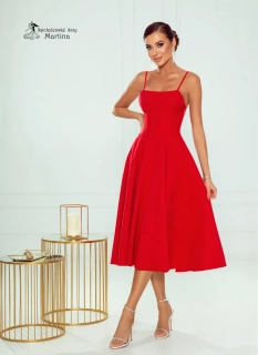 Červené sexy midi šaty "Cindy" - vel. 36