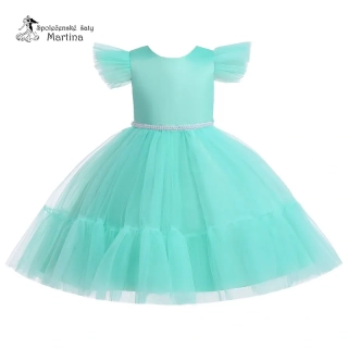 Mintové krátké tylovo-saténové šatičky "Šarlotka" - vel. 140