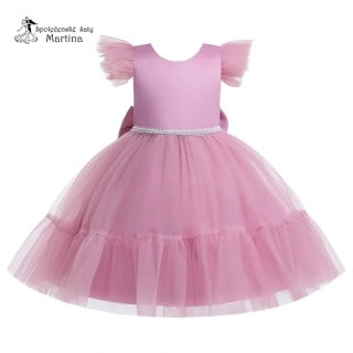 Starorůžové krátké tylovo-saténové šatičky "Šarlotka" - vel. 140