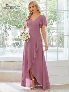 Dlouhé asymetrické starorůžové šaty pro svatební matku "Rubye" - vel. 40