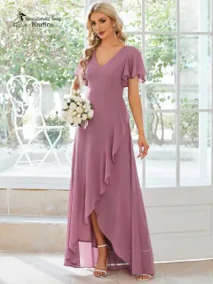 Dlouhé asymetrické starorůžové šaty pro svatební matku "Rubye" - vel. 46