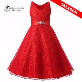 Dívčí šaty "Andrea" - červené cca 3-4 roky - vel. 100