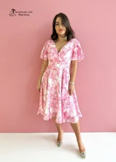 Bílo-růžové lehké šifonové šaty "Semila Milano" - vel. 44