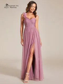 Starorůžové tylové maturitní šaty na jedno ramínko "Drew" - vel. 38