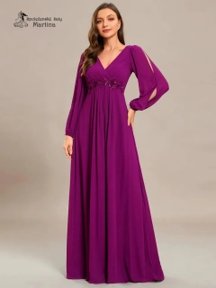 Fuchsiové šaty "Harper" s dlouhým rukávem - vel. 46