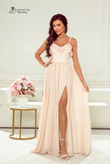 Champagne romantické šifonové šaty "Alessia" - vel. 36