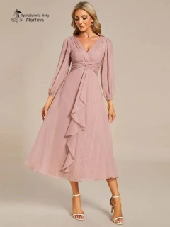 Starorůžové šaty "Katie" s dlouhým rukávem - vel. 46