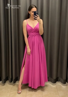 Intenzivně růžové společenské šaty "Valencia" na tenká ramínka - vel. 36