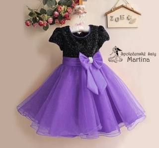 Dívčí šaty "Marika" - černo-fialové vel. 4 