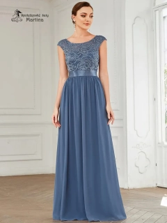 Dusty navy společenské šaty "Siera" s krajkovým živůtkem