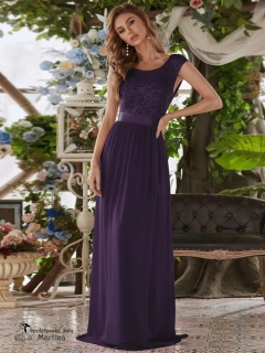 Fialové společenské šaty "Siera" s krajkovým živůtkem