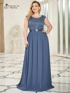 Dusty navy společenské šaty "Siera XXL" s krajkovým živůtkem