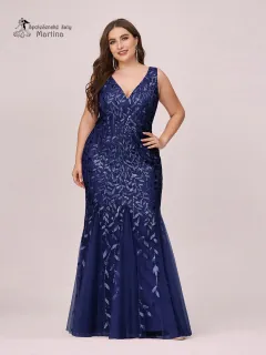 Tmavě modré společenské bodycon šaty "Bridgitte" - vel. 50