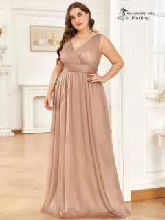 Dlouhé třpytivé béžovo-zlaté šaty "Parma XXL"