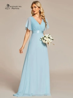 Světle modré šifonové šaty "Camila" antického střihu