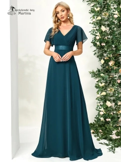 Petrolejové šifonové šaty "Camila" antického střihu