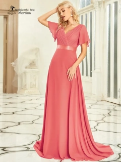 Korálové šifonové šaty "Camila" antického střihu