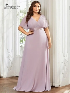 Lila šifonové šaty "Camila XXL" antického střihu