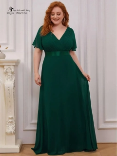 Zelené šifonové šaty "Camila XXL" antického střihu