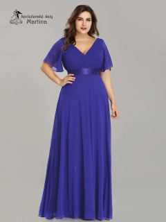 Safírově modré šifonové šaty "Camila XXL" antického střihu