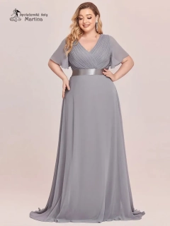 Šedé šifonové šaty "Camila XXL" antického střihu