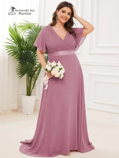 Starorůžové šifonové šaty "Camila XXL" antického střihu