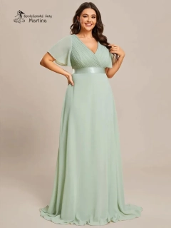 Mintové šifonové šaty "Camila XXL" antického střihu