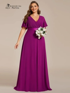 Fuchsiové šifonové šaty "Camila XXL" antického střihu 