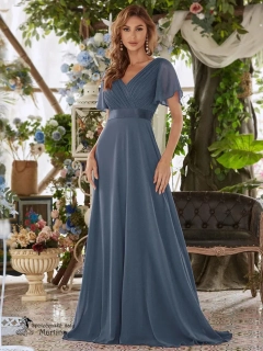 Šifonové šaty "Camila" antického střihu v barvě "dusty navy" - vel. 38