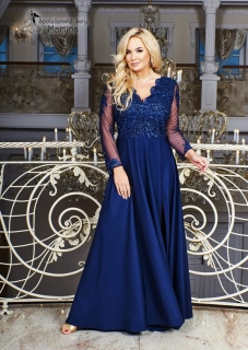 Tmavě modré dlouhé společenské šaty "Carmen"