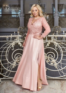 Broskvové dlouhé společenské šaty "Carmen"