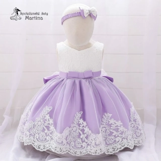 Světle fialové šatičky pro nejmenší s čelenkou "Adrianka" 0-2 roky