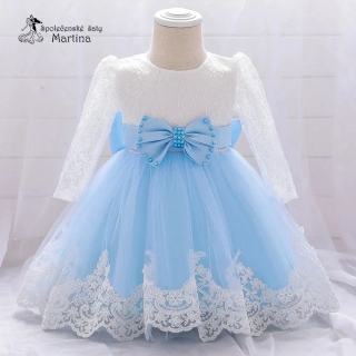 Světle modré šatičky pro nejmenší s rukávem "Beátka" 0-2 roky