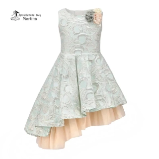 Luxusní asymetrické mintové dívčí šatičky "Jasmínka" 3-12 let