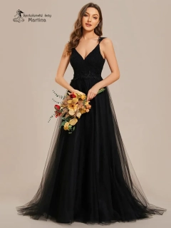 Černé společenské šaty "Scarlet" s áčkovou sukní