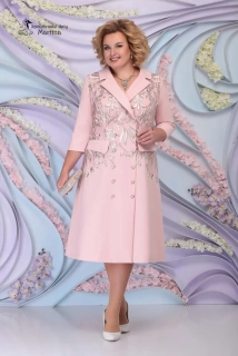 Pudrově růžový šatový plus size kabát "Darleen" vel. 54