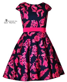 Dívčí společenské šaty "Dominika" se vzory  8-14 let 