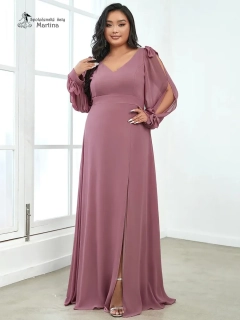 Starorůžové společenské šaty "Allison XXL" s dlouhými rukávy