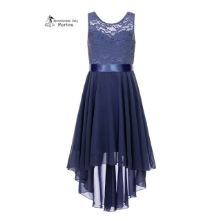 Tmavě modré asymetrické dívčí šaty "Ivetka"  6-16 let