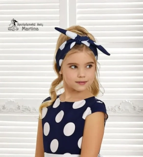 Čelenka k šatům Marabella - tmavě modrá s bílými puntíky 