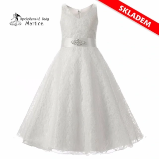 Dívčí šaty pro družičku "Andrea" 3-16 let - bílé