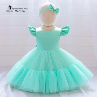 Mintové krátké tylovo-saténové šatičky "Andělka"  0-5 let