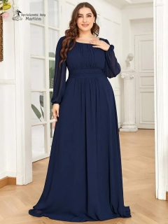 Tmavě modré společenské šaty pro silnější postavy "Addie"