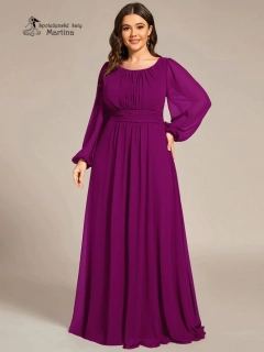 Fuchsiové společenské šaty pro silnější postavy "Addie"