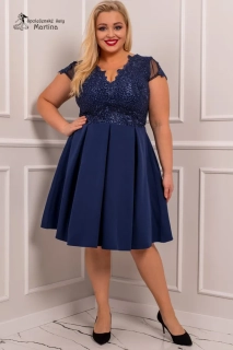 Tmavě modré krátké společenské šaty "Daisy" s krátkým rukávkem 