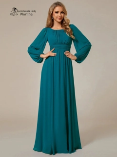 Petrolejové společenské šaty "Addie" s volnými rukávy