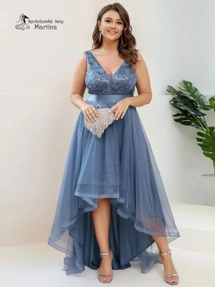 Dusty navy plus size asymetrické šaty "Iris"